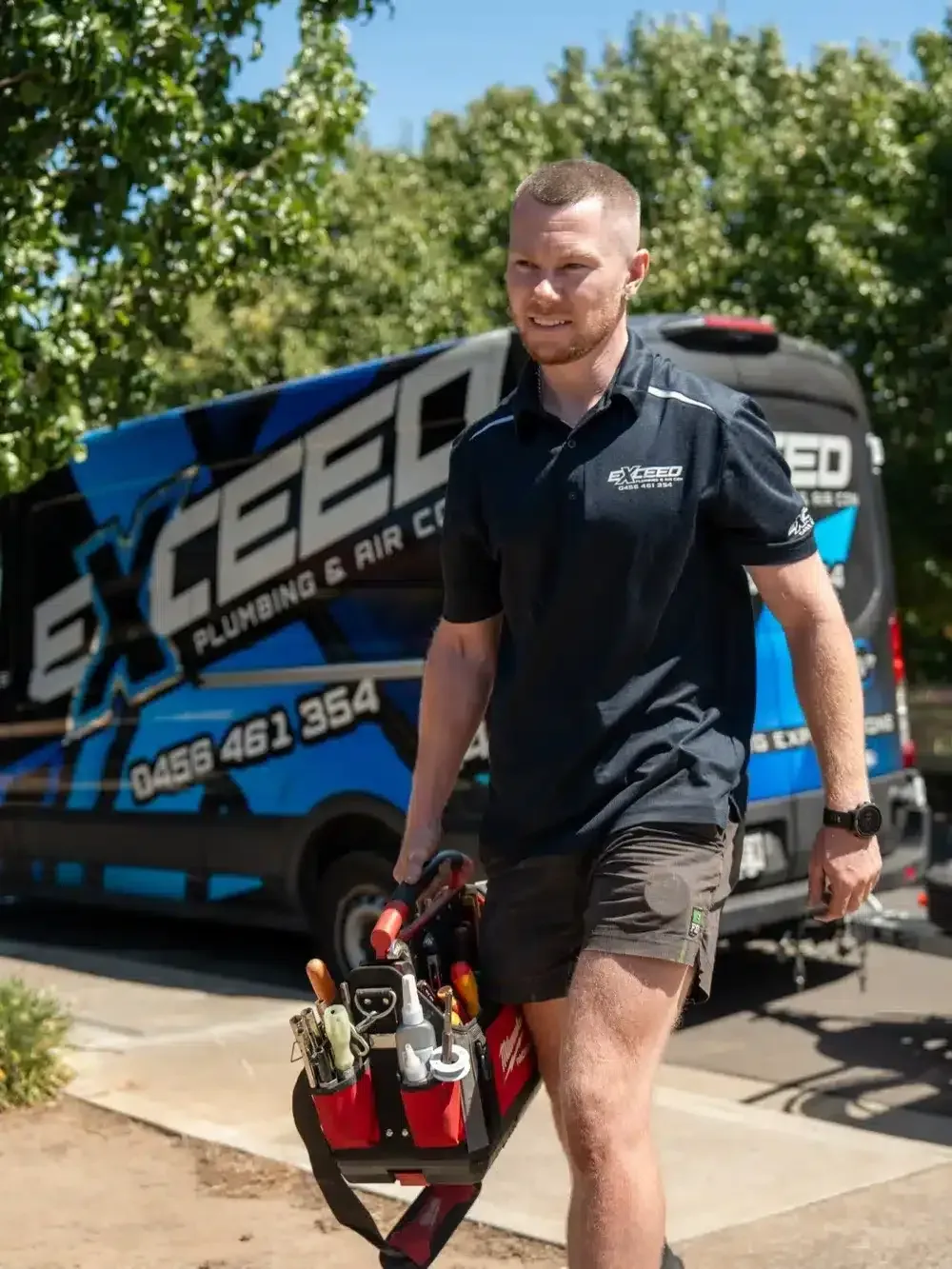 Local plumber arriving at a Broadview home